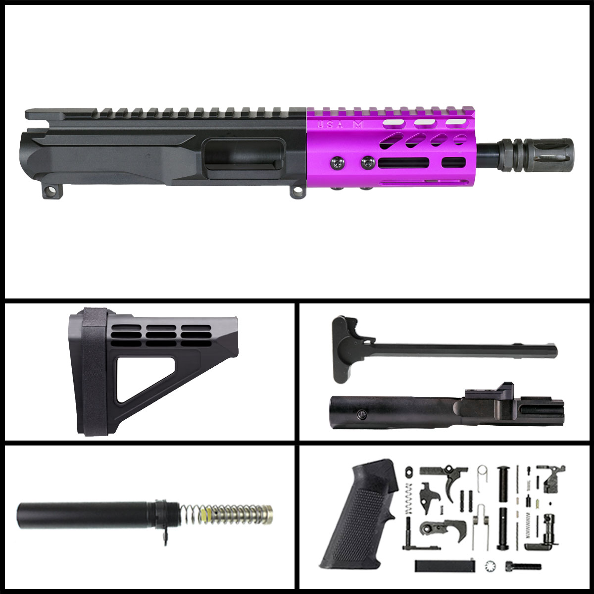 Davidson Defense 'Lightshow Micro - Purple' 6-inch AR-15 9mm Nitride  Pistol Full Build Kit