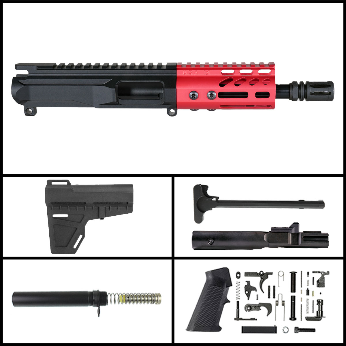Davidson Defense 'Lightshow Micro - Red' 6-inch AR-15 9mm Nitride  Pistol Full Build Kit