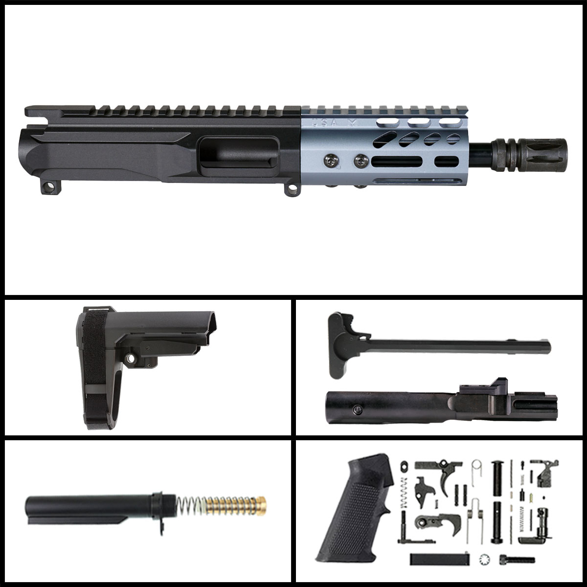 Davidson Defense 'Lightshow Micro - Gray w/ SBA3' 6-inch AR-15 9mm Nitride  Pistol Full Build Kit