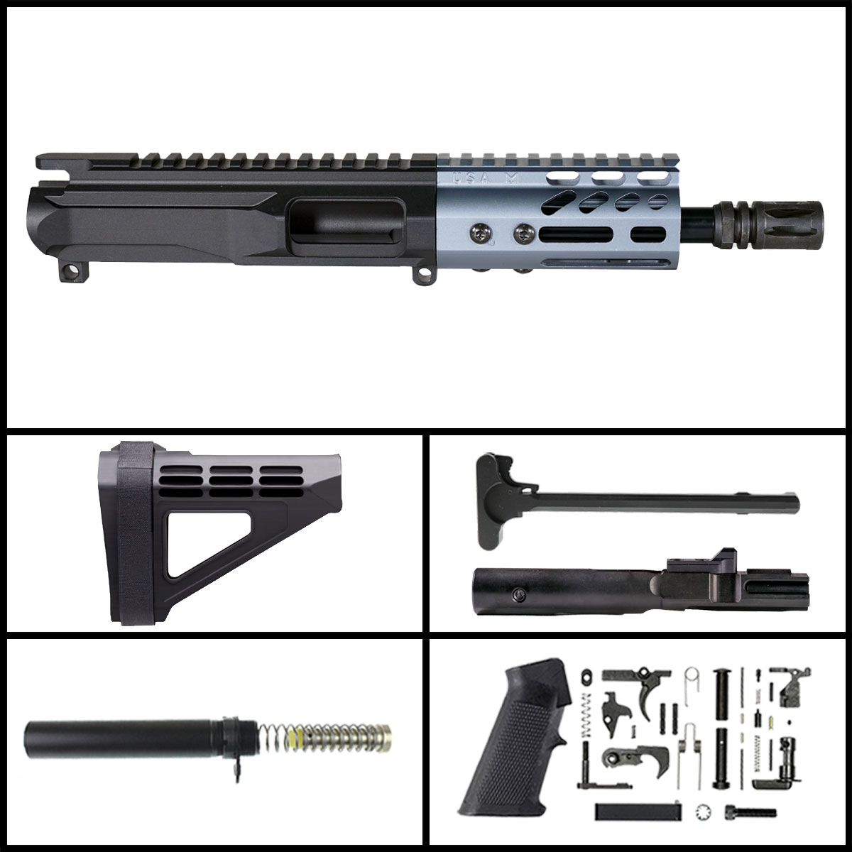 Davidson Defense 'Lightshow Micro - Gray w/ SBM4' 6-inch AR-15 9mm Nitride  Pistol Full Build Kit