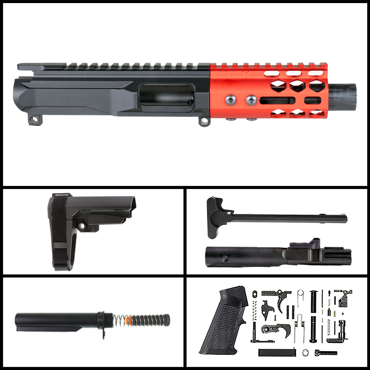 Davidson Defense 'Lightshow 9mm-RED w/ SBA3' 4-inch AR-15 9mm Nitride ...