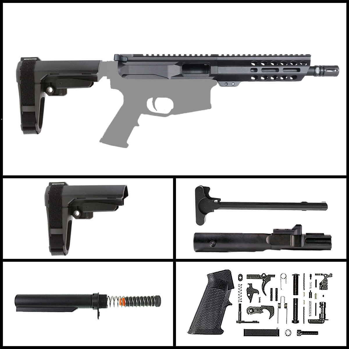 Davidson Defense 'Golden Hawk w/SBA3' 8.3-inch AR-15 9mm Nitride Pistol Full Build Kit