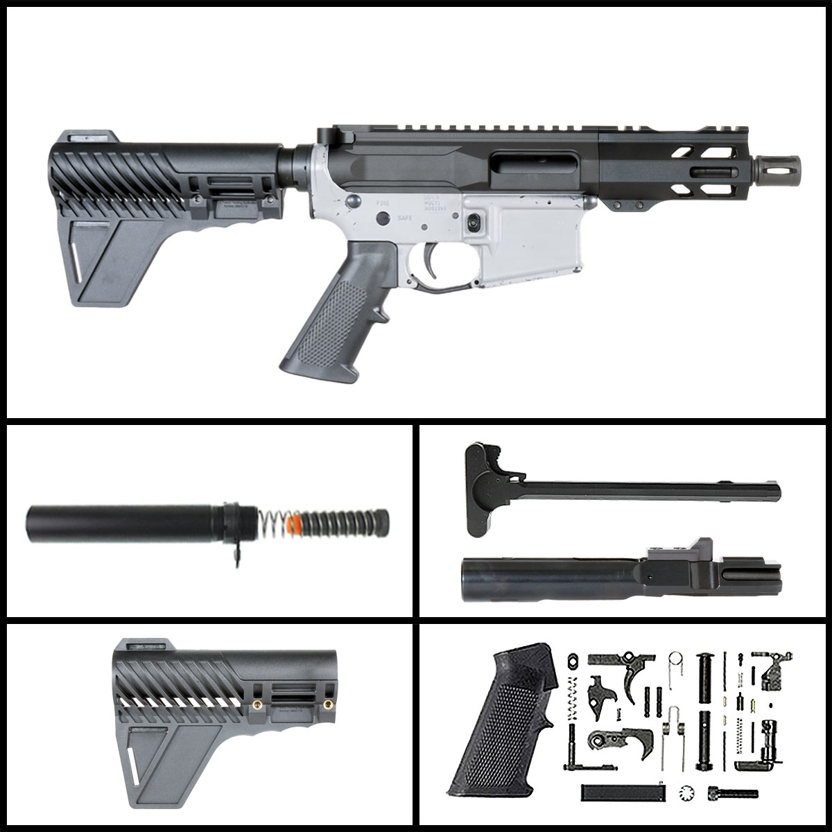 DTT 'Penny Blaster w/Gauntlet Arms Brace' 4.5-inch AR-15 9mm Nitride PIstol Full Build Kit