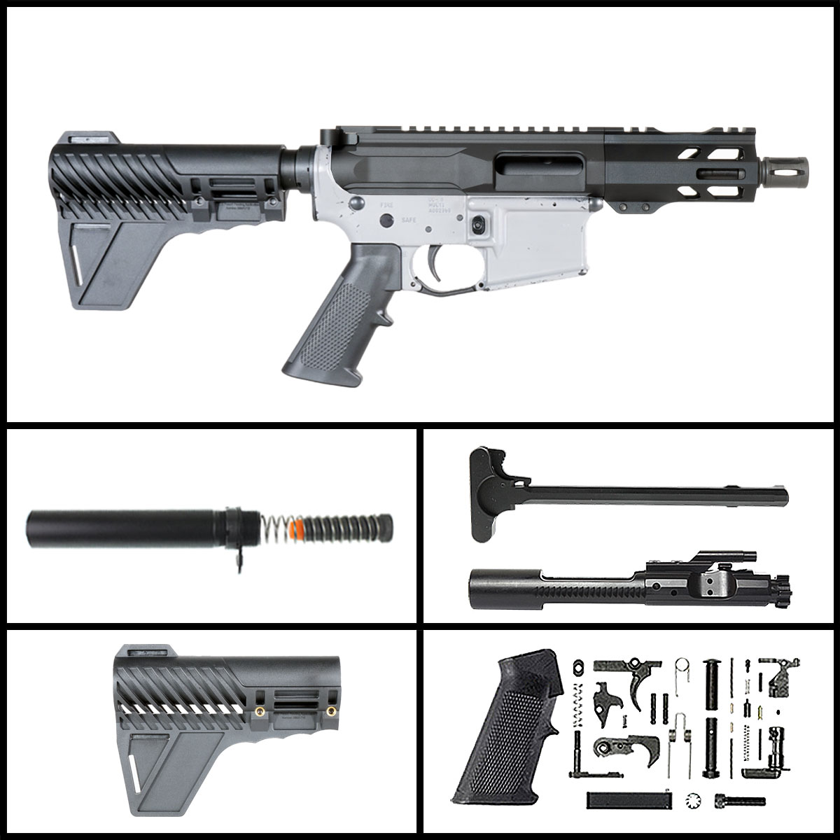 MMC 'Penny Blaster w/Gauntlet Arms Brace' 4.5-inch AR-15 9mm Nitride PIstol Full Build Kit