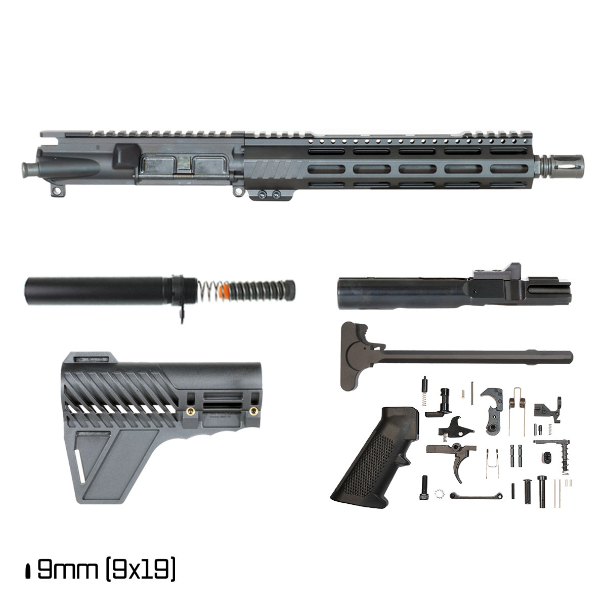 Davidson Defense Aegis Lightweight w/Gauntlet Arms Brace 11-inch 1:10 9MM AR-9 Freefloat M-Lok Handguard Pistol Full Build Kit