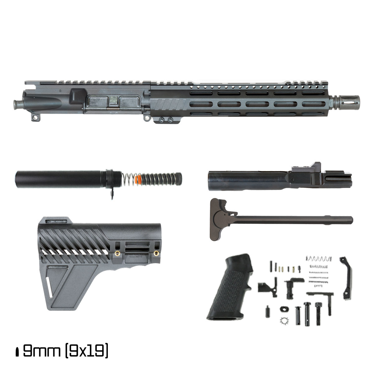 Davidson Defense Aegis Lightweight w/Gauntlet Arms Brace 11-inch 1:10 9MM AR-9 Freefloat M-Lok Handguard Pistol Full Build Kit Drop-in Trigger Ready