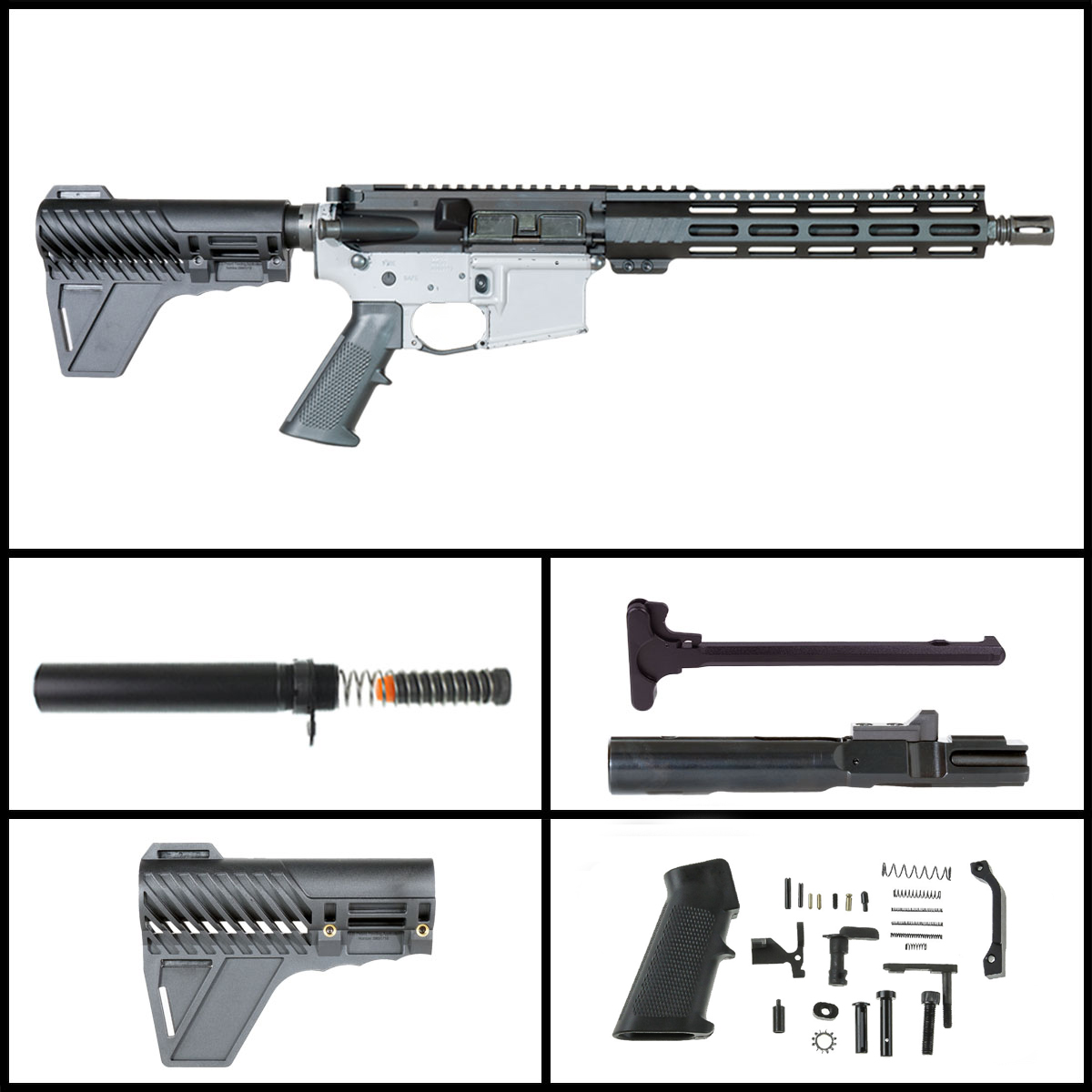 Davidson Defense 'Vigilance Wing 9MM w/Gauntlet Arms Brace' 11-inch AR-15 9mm Nitride Drop in Trigger Ready PIstol Full Build Kit