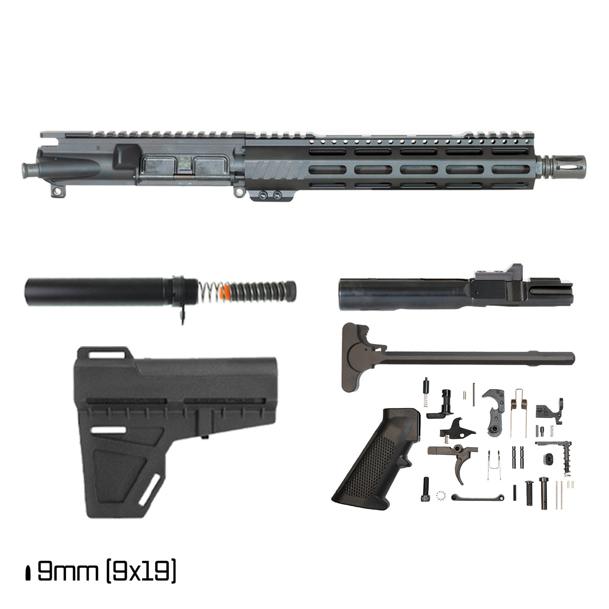 Davidson Defense Aegis Lightweight w/KAK Brace 11-inch 1:10 9MM AR-9 Freefloat M-Lok Handguard Pistol Full Build Kit