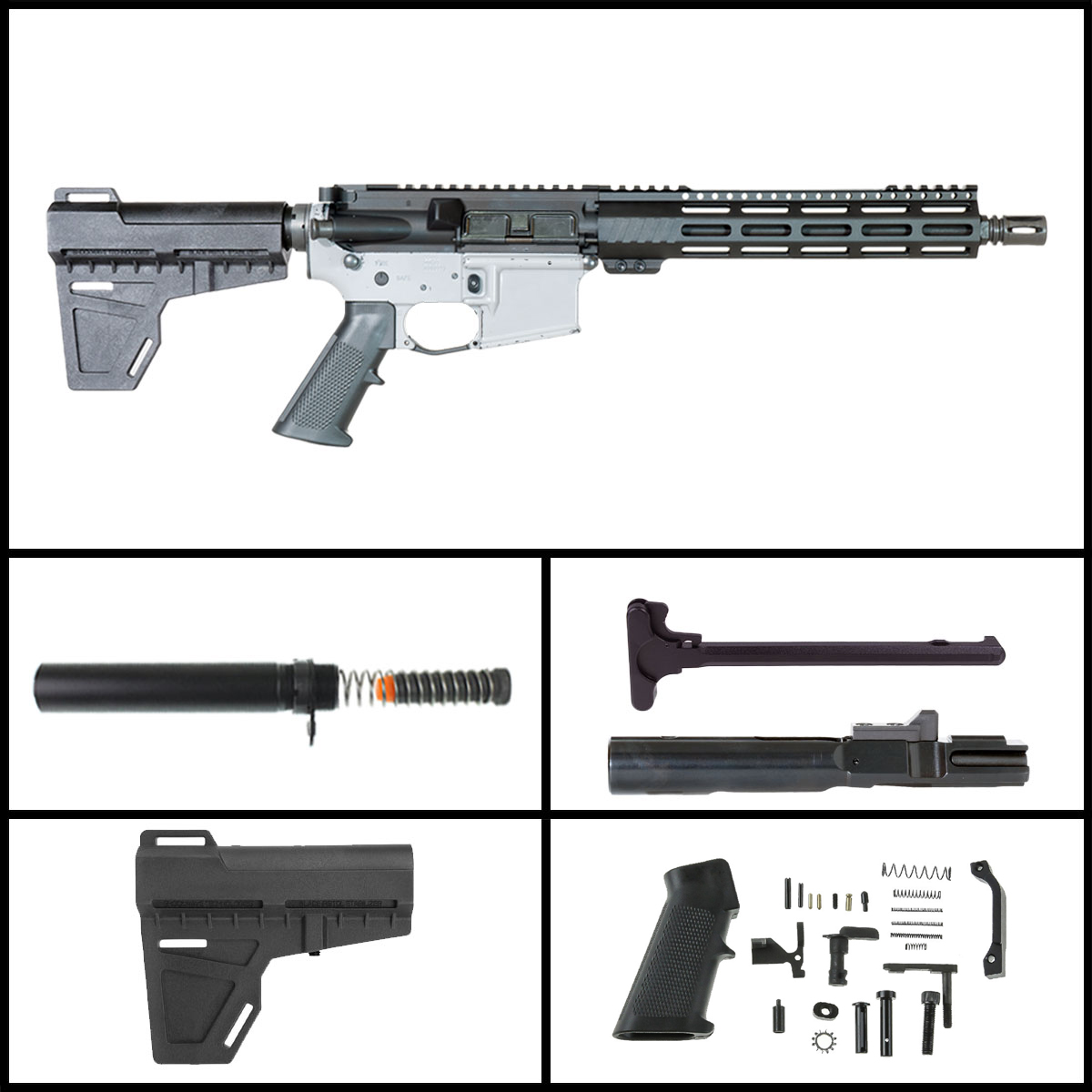  'Vigilance Wing 9MM w/KAK Brace' 11-inch AR-15 9mm Nitride PIstol Drop in Trigger Ready Build Kit
