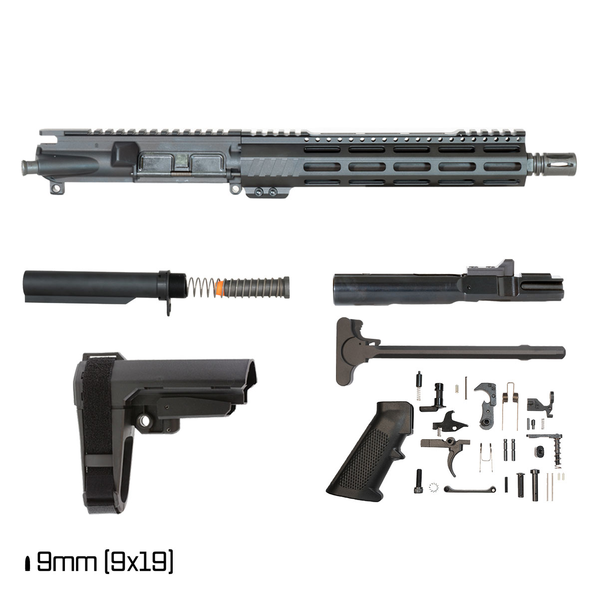 Davidson Defense Aegis Lightweight w/SBA3 Brace 11-inch 1:10 9MM AR-9 Freefloat M-Lok Handguard Pistol Full Build Kit