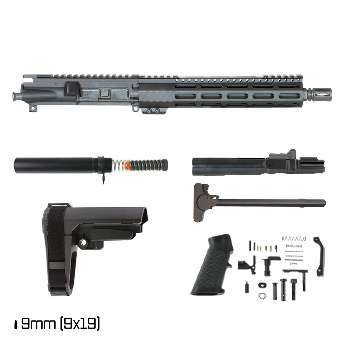 Davidson Defense Aegis Lightweight w/SBA3 Brace 11-inch 1:10 9MM AR-9 Freefloat M-Lok Handguard Pistol Full Build Kit Drop-in Trigger Ready