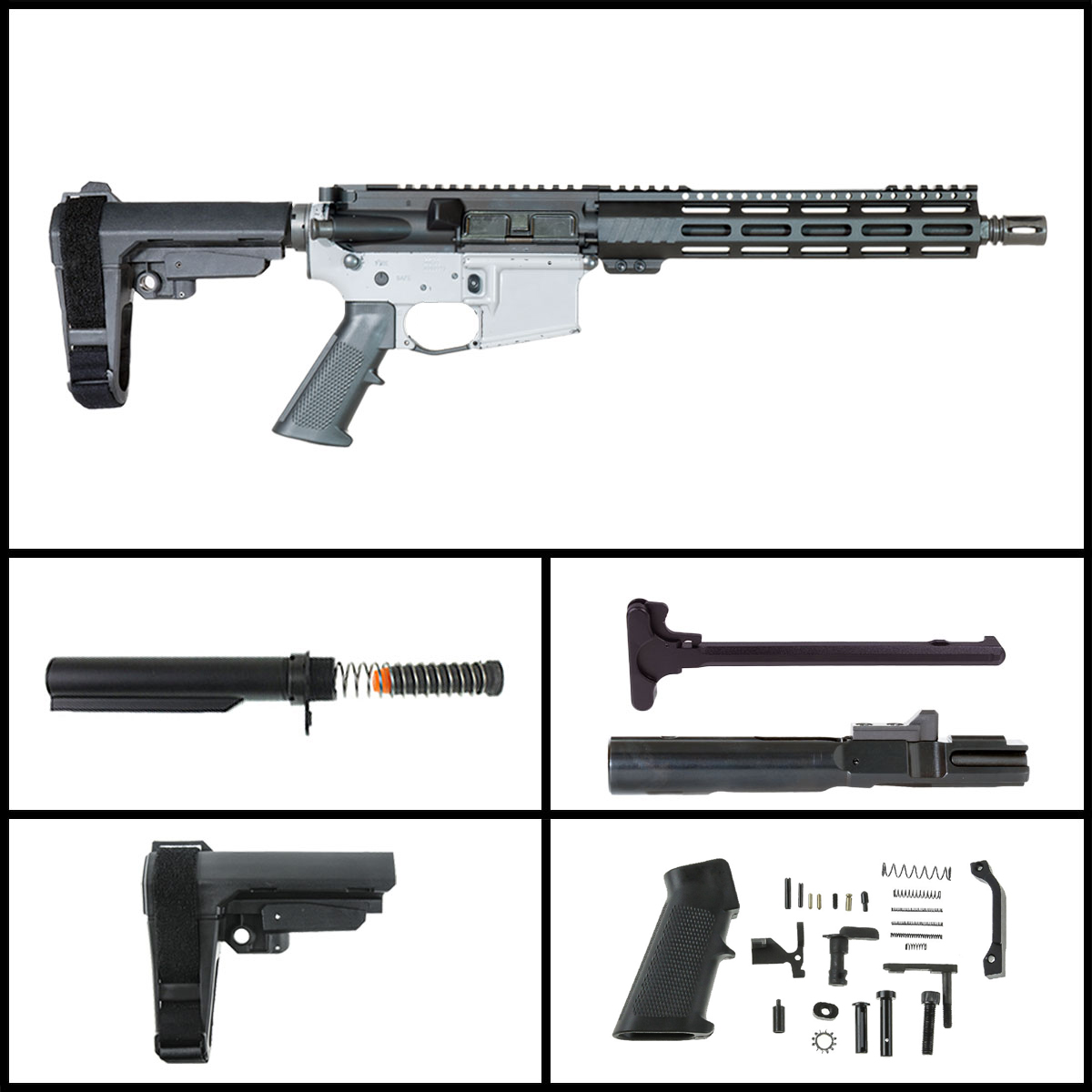 Davidson Defense 'Vigilance Wing 9MM w/SBA3 Brace' 11-inch AR-15 9mm Nitride PIstol Drop in Trigger Ready Full Build Kit