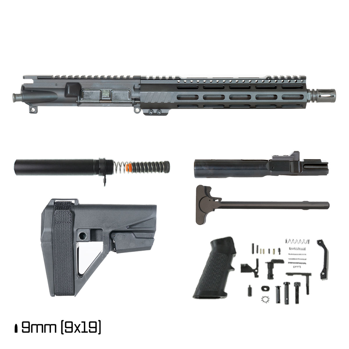 Davidson Defense Aegis Lightweight w/SBA5 Brace 11-inch 1:10 9MM AR-9 Freefloat M-Lok Handguard Pistol Full Build Kit Drop-in Trigger Ready