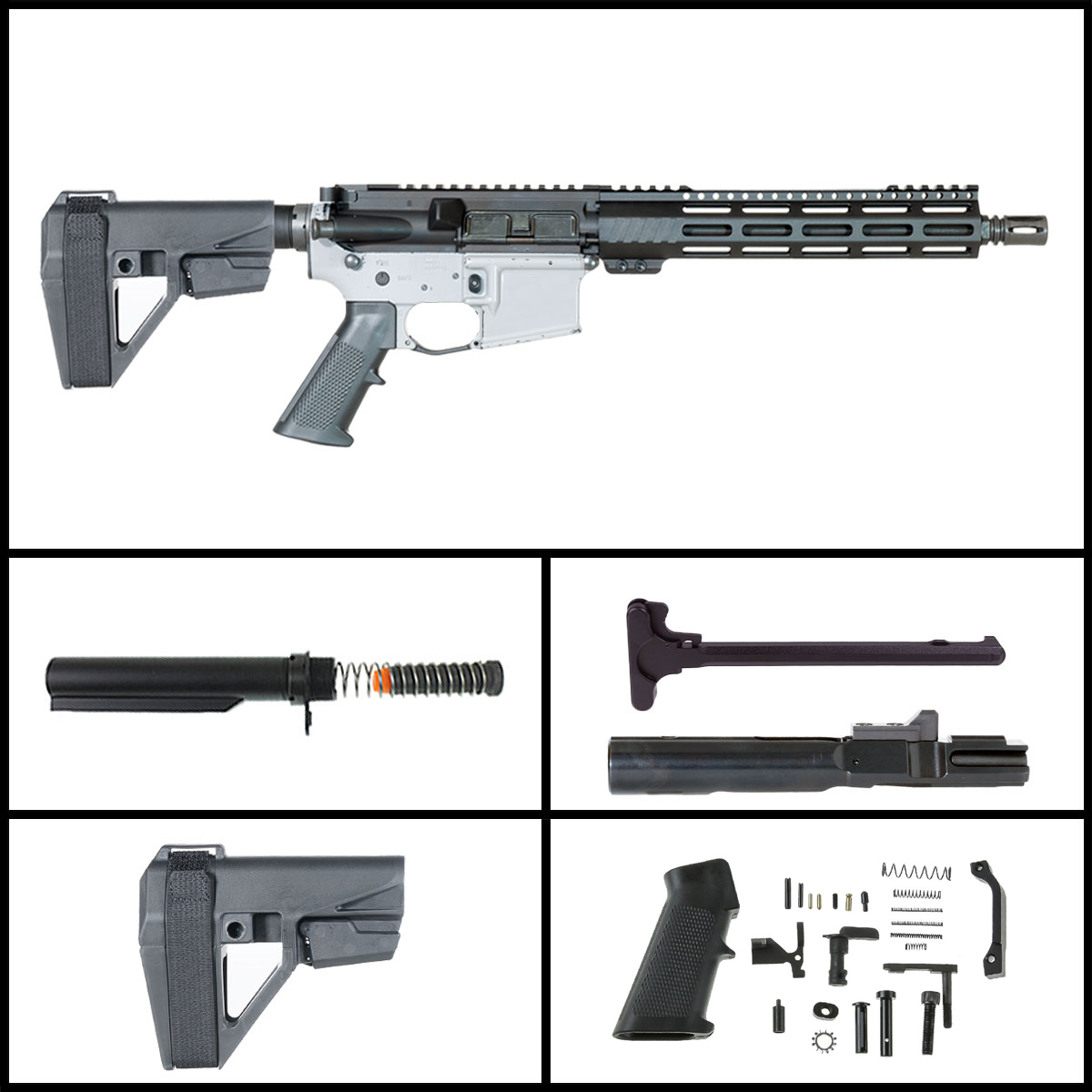 Davidson Defense 'Vigilance Wing 9MM w/SBA5 Brace' 11-inch AR-15 9mm Nitride PIstol Drop in Trigger Ready Full Build Kit