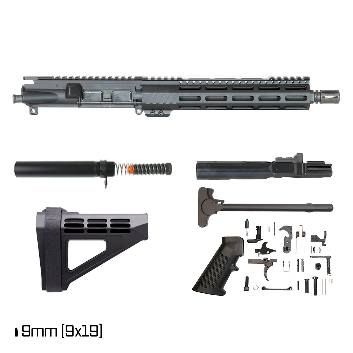 Davidson Defense Aegis Lightweight w/SBM4 Brace 11-inch 1:10 9MM AR-9 Freefloat M-Lok Handguard Pistol Full Build Kit