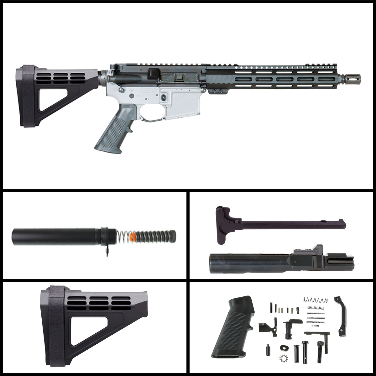 Davidson Defense 'Vigilance Wing 9MM w/SBM4 Brace' 11-inch AR-15 9mm Nitride PIstol Drop in Trigger Ready Full Build Kit