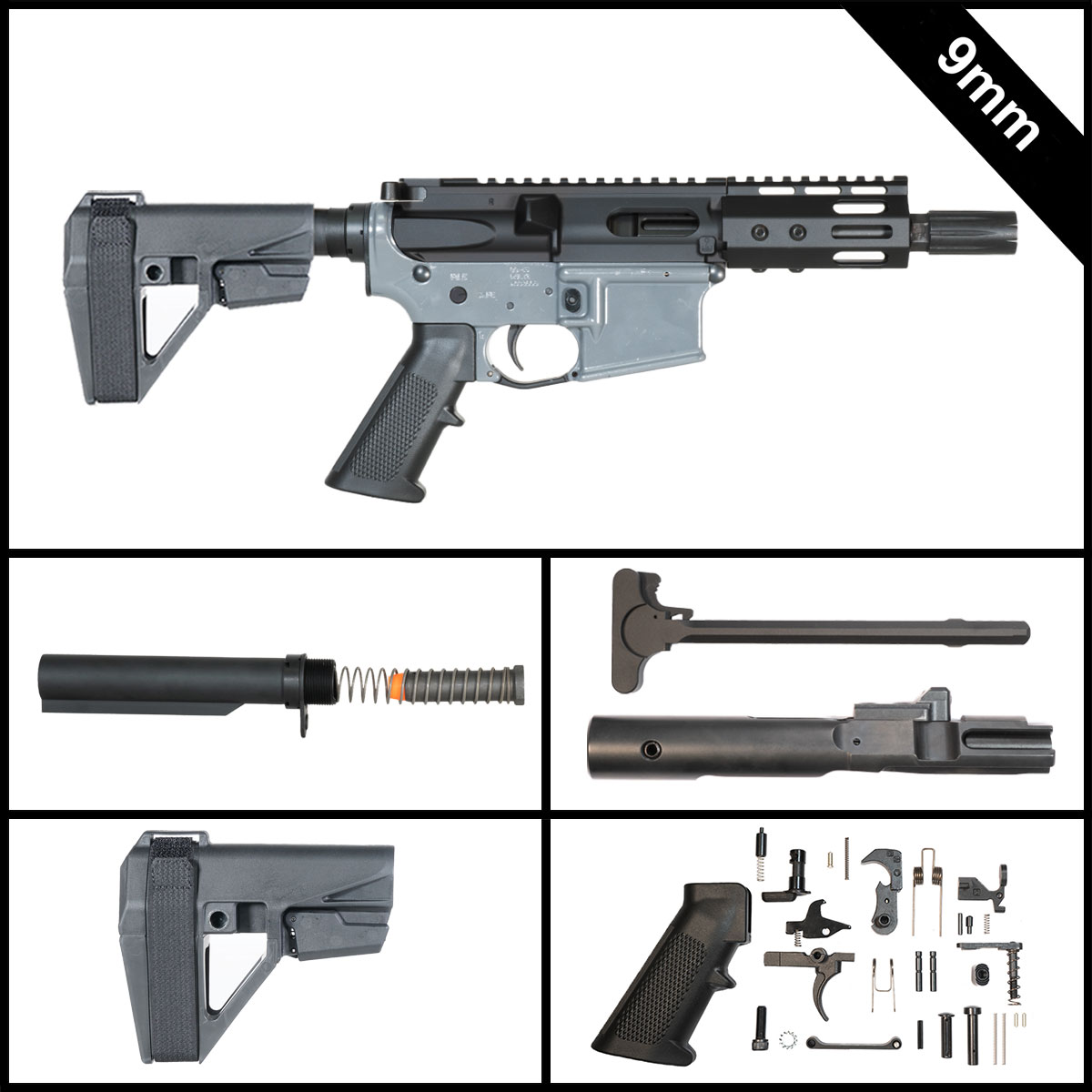  Preassembled - Davidson Defense Vapor Trails w/SBA5 Brace 5-inch AR-15 9MM Pistol Full Build Kit