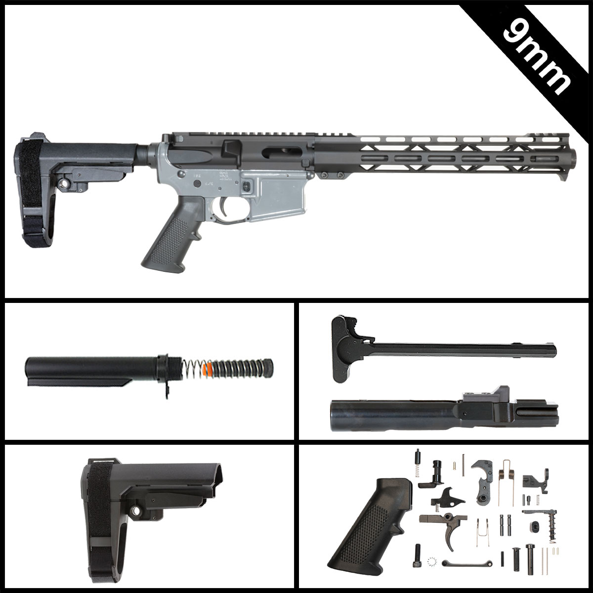 Davidson Defense The Pauly w/SBA3 Brace 11-inch AR-15 9MM Pistol Full Build Kit