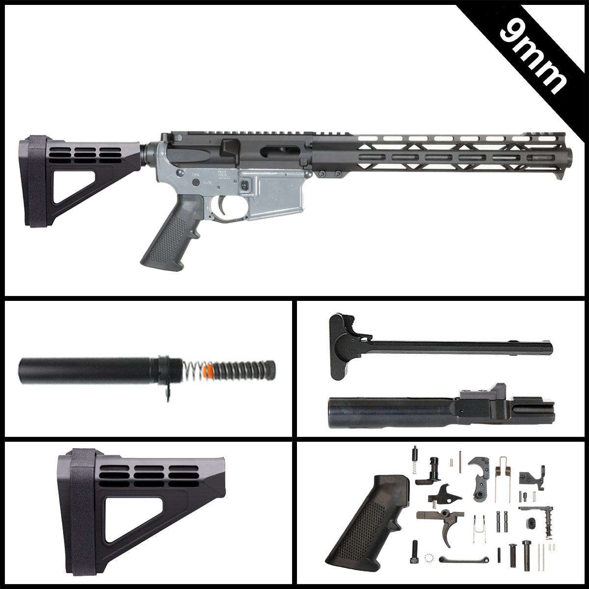 Davidson Defense The Pauly w/SBM4 Brace 11-inch AR-15 9MM Pistol Full Build Kit