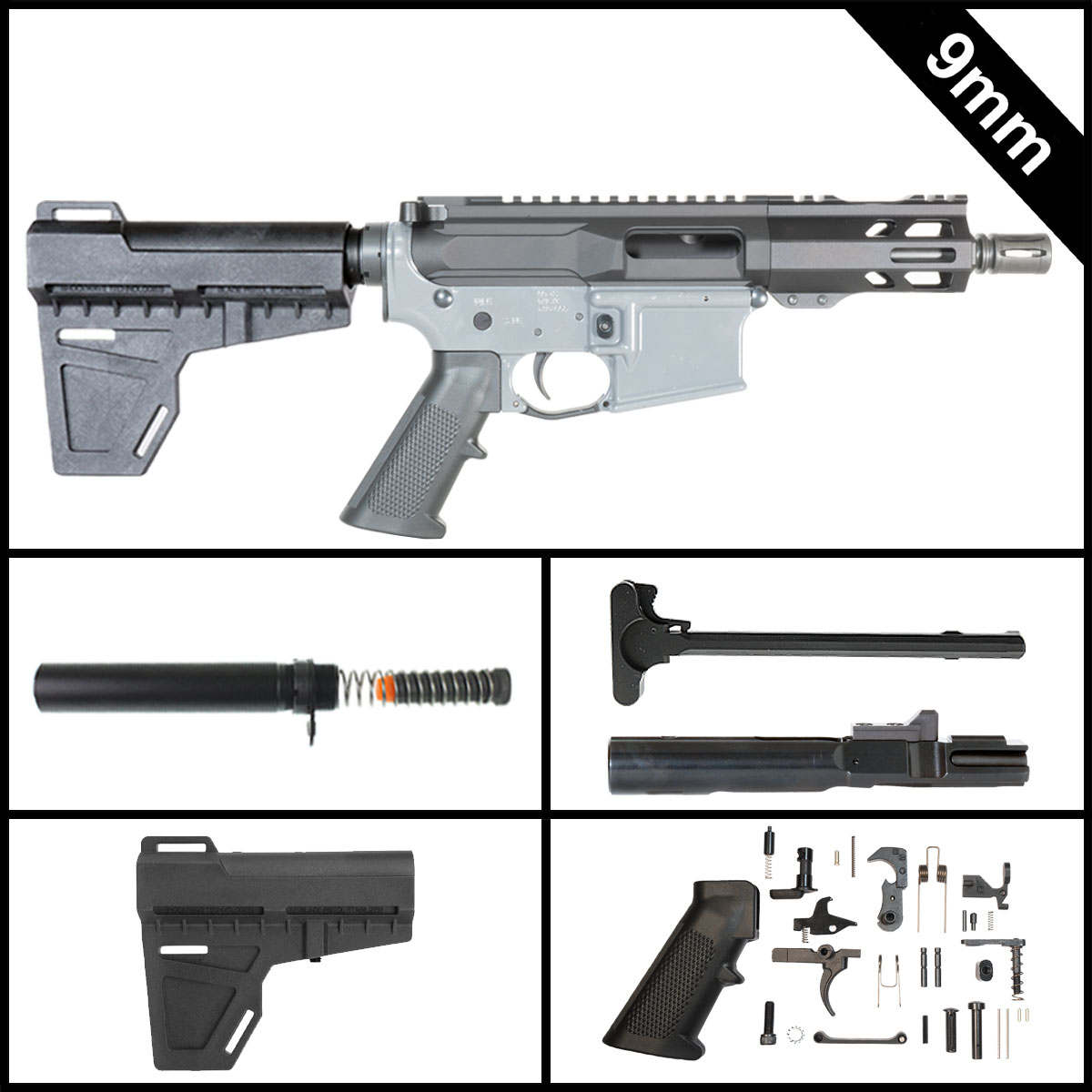 Davidson Defense Mopew w/KAK Brace 5-inch AR-15 9MM Pistol Full Build Kit