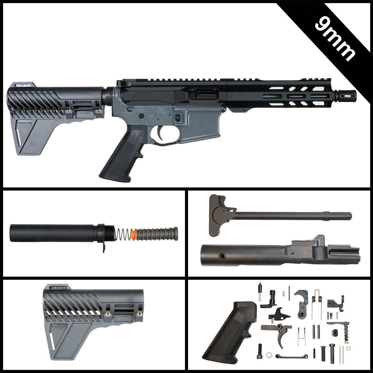 Davidson Defense Cold Vow w/Gauntlet Arms Brace 7.5-inch AR-15 9MM Pistol Full Build Kit