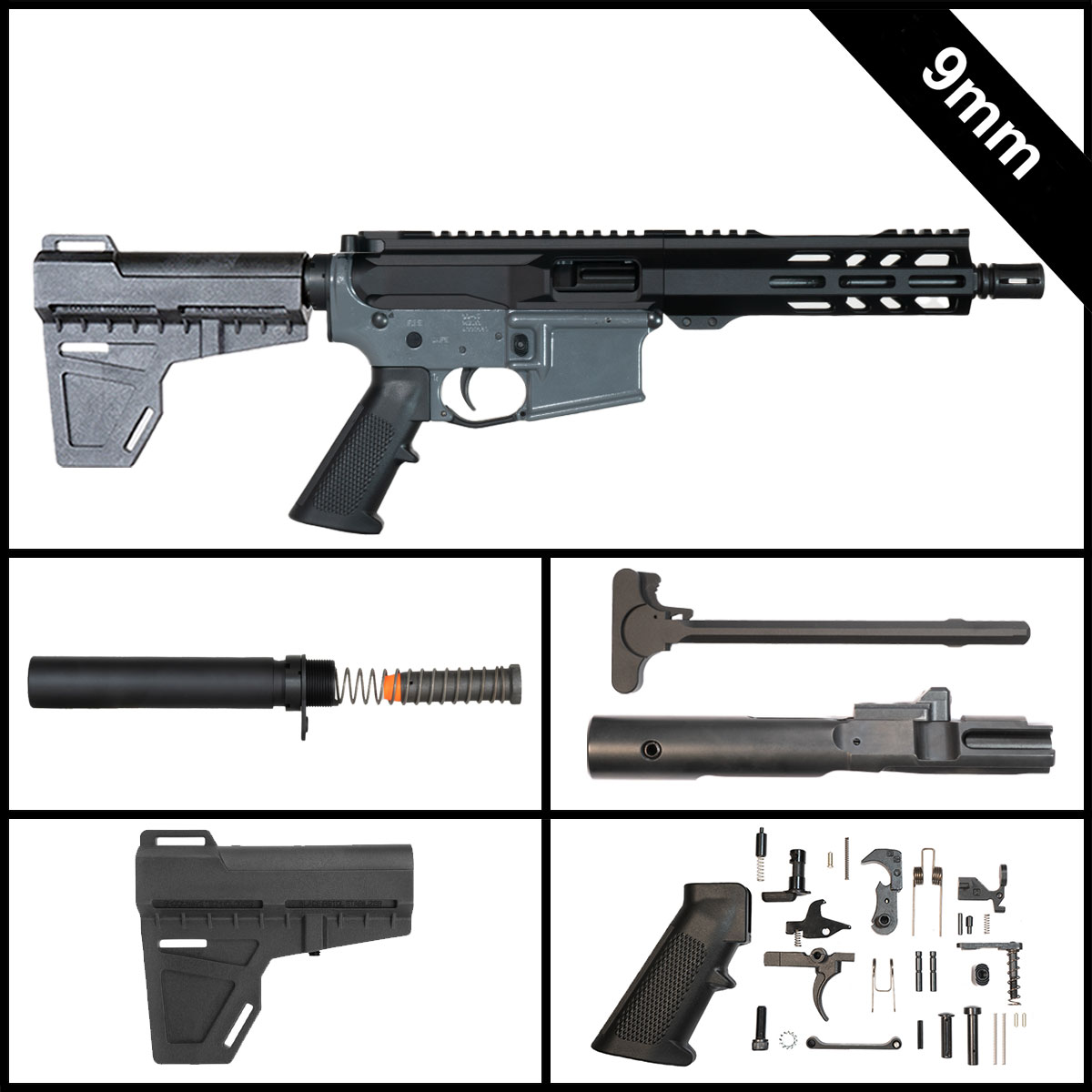 Davidson Defense Cold Vow w/KAK Brace 7.5-inch AR-15 9MM Pistol Full Build Kit