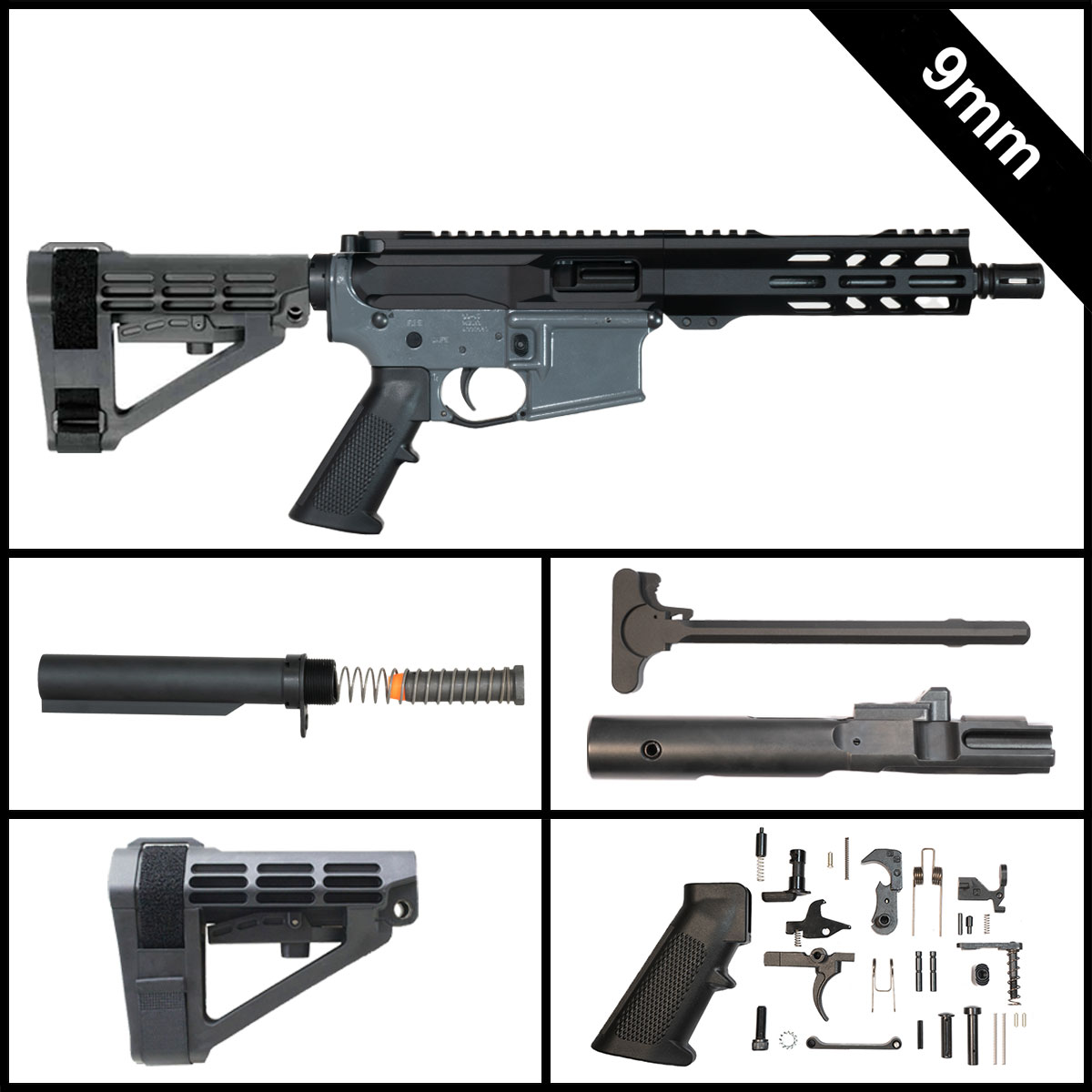 Davidson Defense Cold Vow w/SBA4 Brace 7.5-inch AR-15 9MM Pistol Full Build Kit