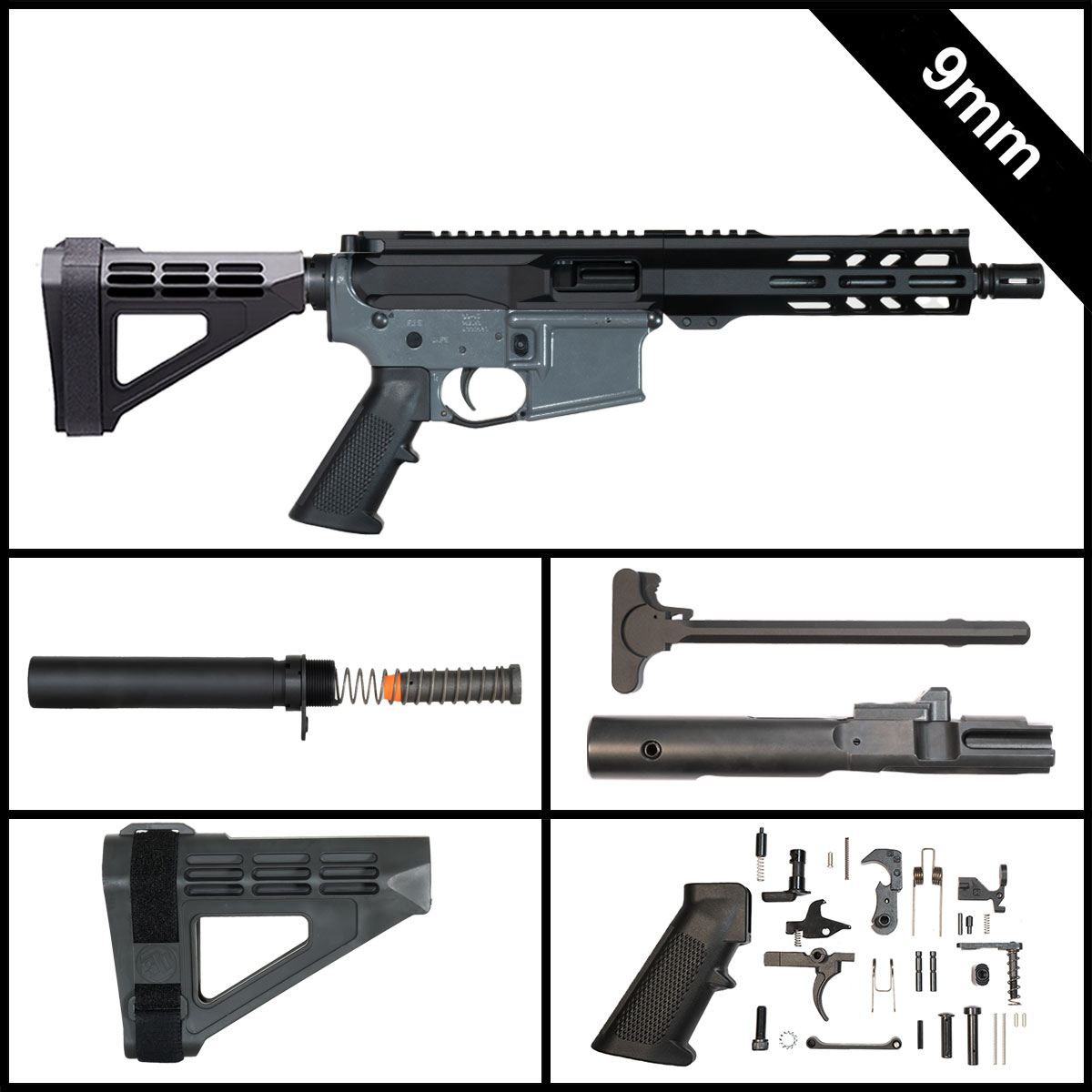 Davidson Defense Cold Vow w/SBM4 Brace 7.5-inch AR-15 9MM Pistol Full Build Kit