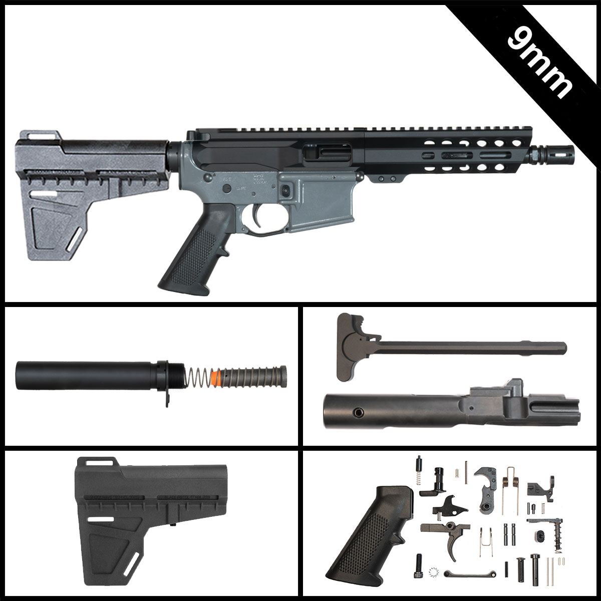 Davidson Defense Howlpoint w/KAK Brace 7.5-inch AR-15 9MM Pistol Full Build Kit
