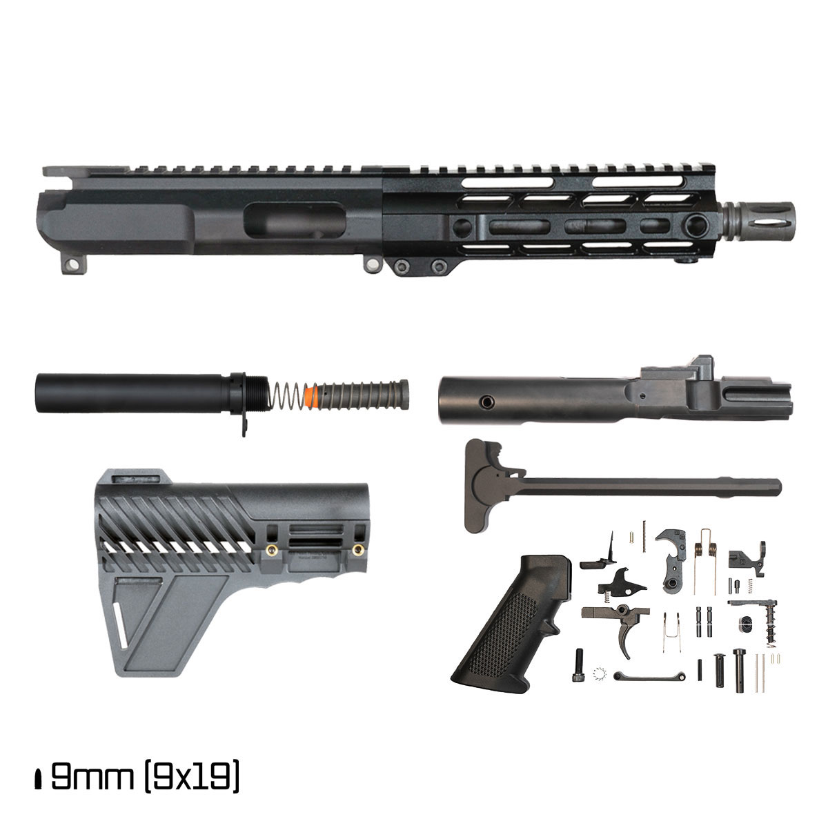 Davidson Defense Blemished IX w/ Gauntlet Arms Brace 7.5-inch 1:10 9MM AR-9 Freefloat M-Lok Handguard Pistol Full Build Kit