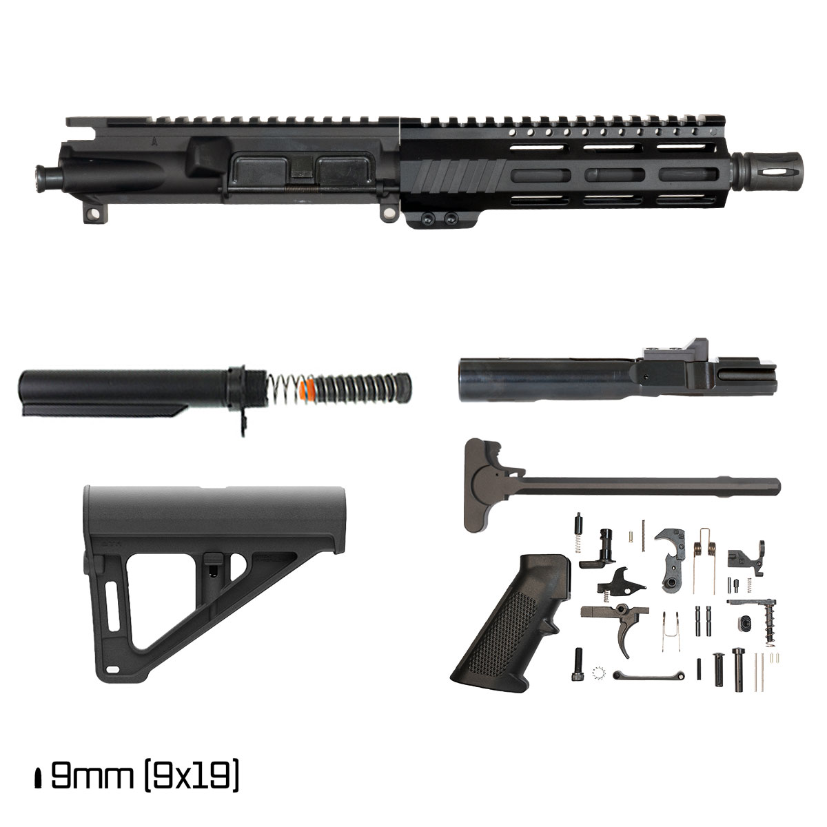 Davidson Defense Aegis w/Magpul BTR Brace 7.5-inch 1:10 9MM AR-9 Freefloat M-Lok Handguard Pistol Full Build Kit