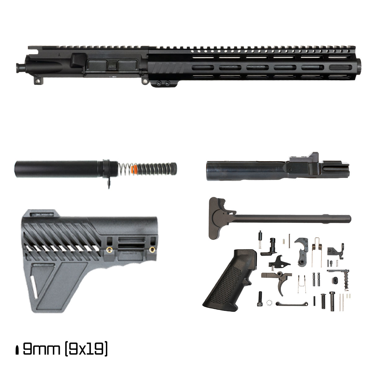 Davidson Defense Aegis w/Gauntlet Arms Brace 11-inch 1:10 9MM AR-9 Freefloat M-Lok Handguard Pistol Full Build Kit