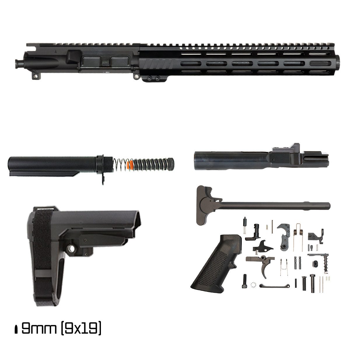 Davidson Defense Aegis w/SBA3 Brace 11-inch 1:10 9MM AR-9 Freefloat M-Lok Handguard Pistol Full Build Kit