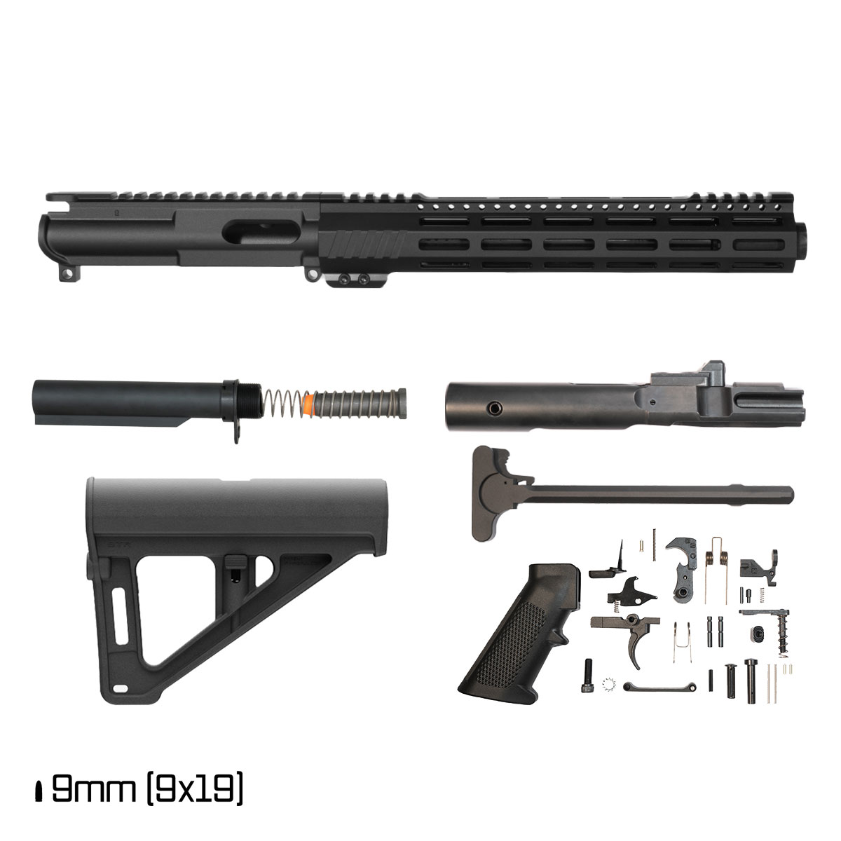 Davidson Defense Paulie V2 w/Magpul BTR Brace 11-inch 1:10 9MM AR-9 Freefloat M-Lok Handguard Pistol Full Build Kit