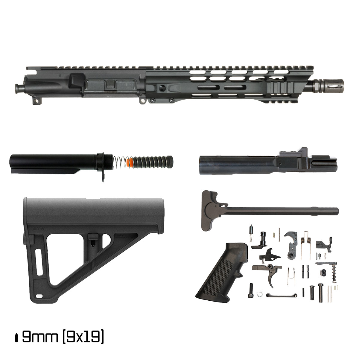 Davidson Defense Pavise w/Magpul BTR Brace 11-inch 1:10 9MM AR-9 Freefloat M-Lok Handguard Pistol Full Build Kit