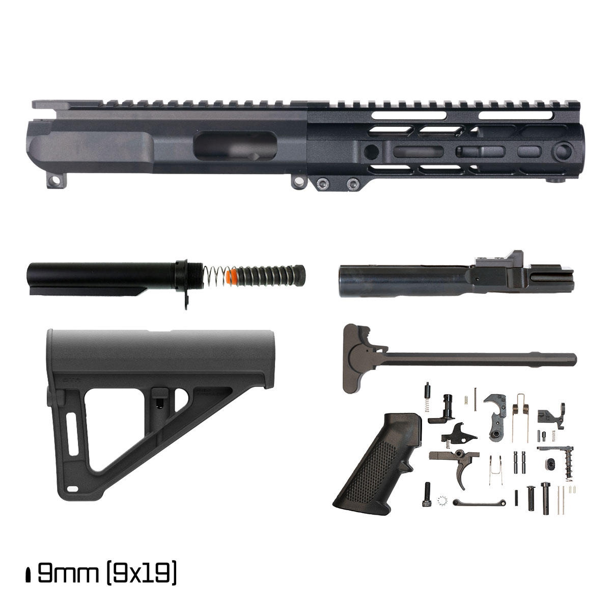 Davidson Defense Blemished IX w/Magpul BTR Brace 5-inch  1:10 9MM AR-9 Freefloat M-Lok Handguard Pistol Full Build Kit