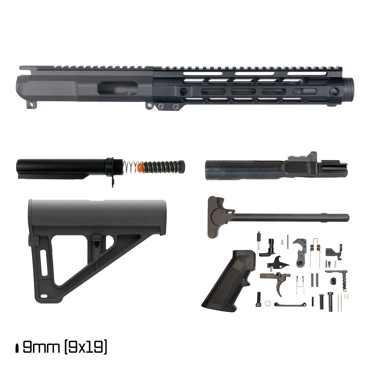Davidson Defense IX w/Magpul BTR Brace 8.3-inch  1:10 9MM AR-9 Freefloat M-Lok Handguard Pistol Full Build Kit