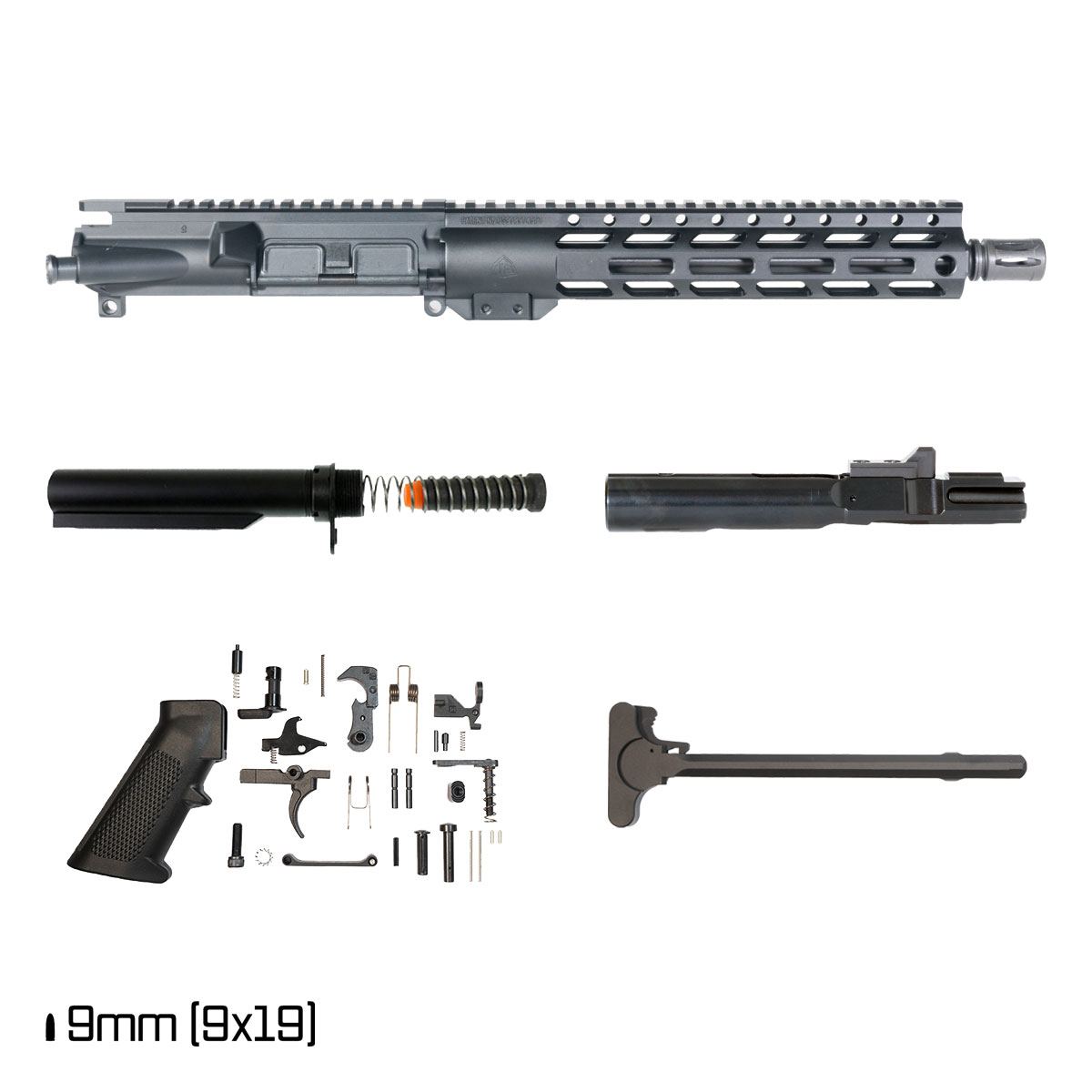 Davidson Defense Reachbound 11-inch 1:10 9MM AR-15 Freefloat M-Lok Handguard Pistol Full Build Kit, SBR Ready