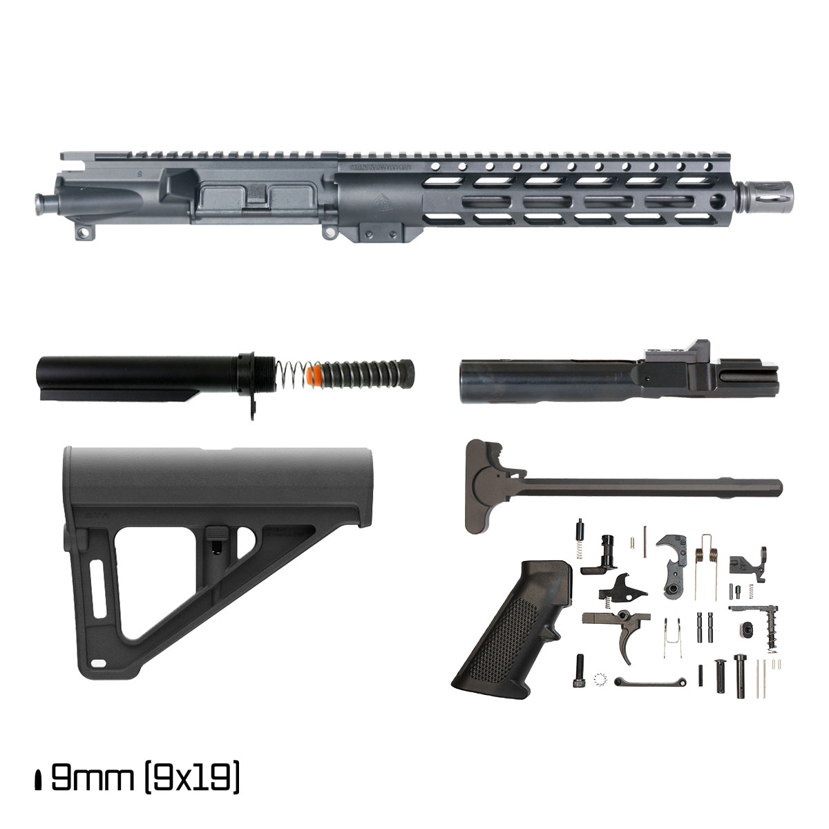 Davidson Defense Reachbound w/Magpul BTR Brace 11-inch 1:10 9MM AR-15 Freefloat M-Lok Handguard Pistol Full Build Kit