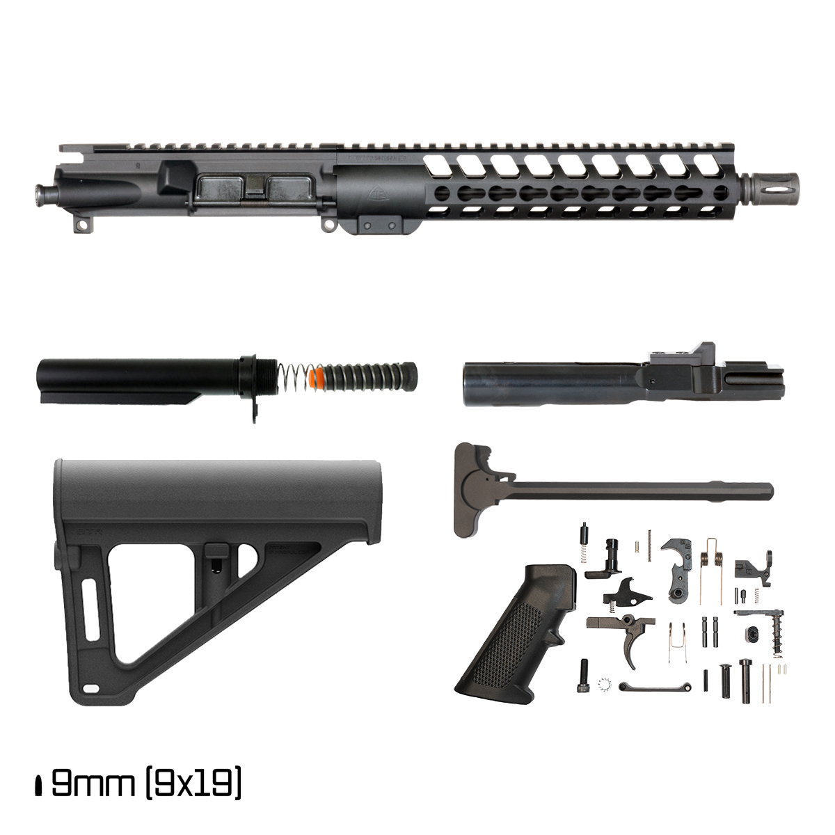 Davidson Defense Warden w/Magpul BTR Brace 11-inch 1:10 9MM AR-9 Freefloat Keymod Handguard Pistol Full Build Kit