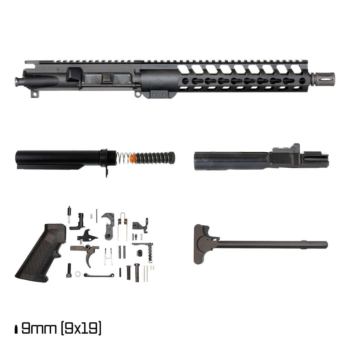 Davidson Defense Warden 11-inch 1:10 9MM AR-9 Freefloat Keymod Handguard Pistol Full Build Kit, SBR Ready