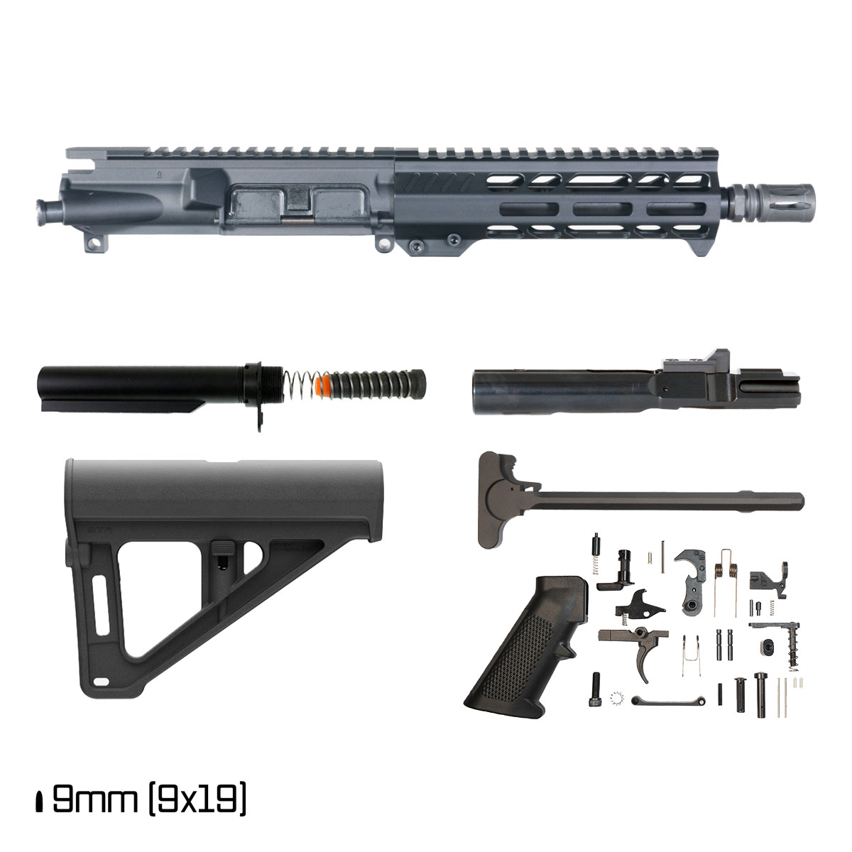 Davidson Defense Recursion w/Magpul BTR Brace 8.3-inch 1:10 9MM AR-15 Freefloat M-Lok Handguard Pistol Full Build Kit