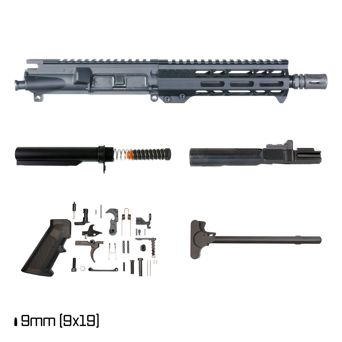 Davidson Defense Recursion 8.3-inch 1:10 9MM AR-15 Freefloat M-Lok Handguard Pistol Full Build Kit, SBR Ready