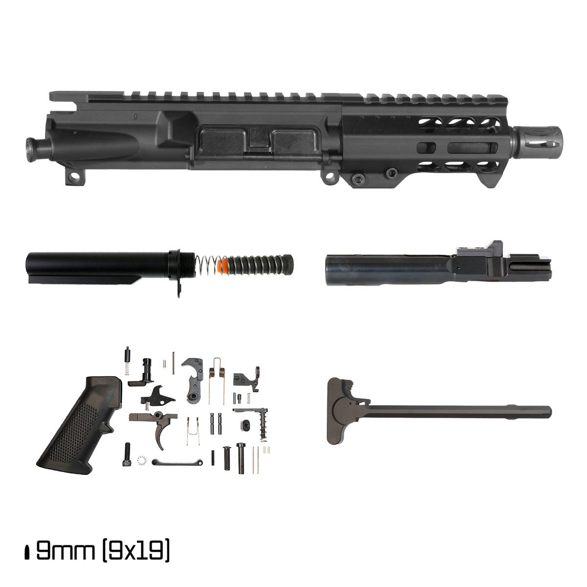 Davidson Defense Hard Count 5-inch 1:10 9MM AR-9 Freefloat M-Lok Handguard Pistol Full Build Kit, SBR Ready