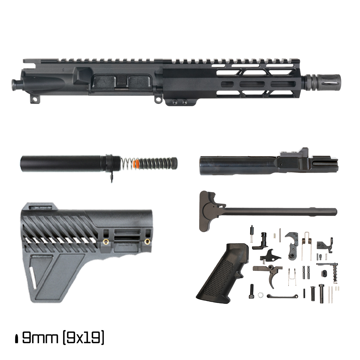 Davidson Defense Afterhours w/Gauntlet Arms Brace 8.3-inch 1:10 9MM AR-9 Freefloat M-Lok Handguard Pistol Full Build Kit