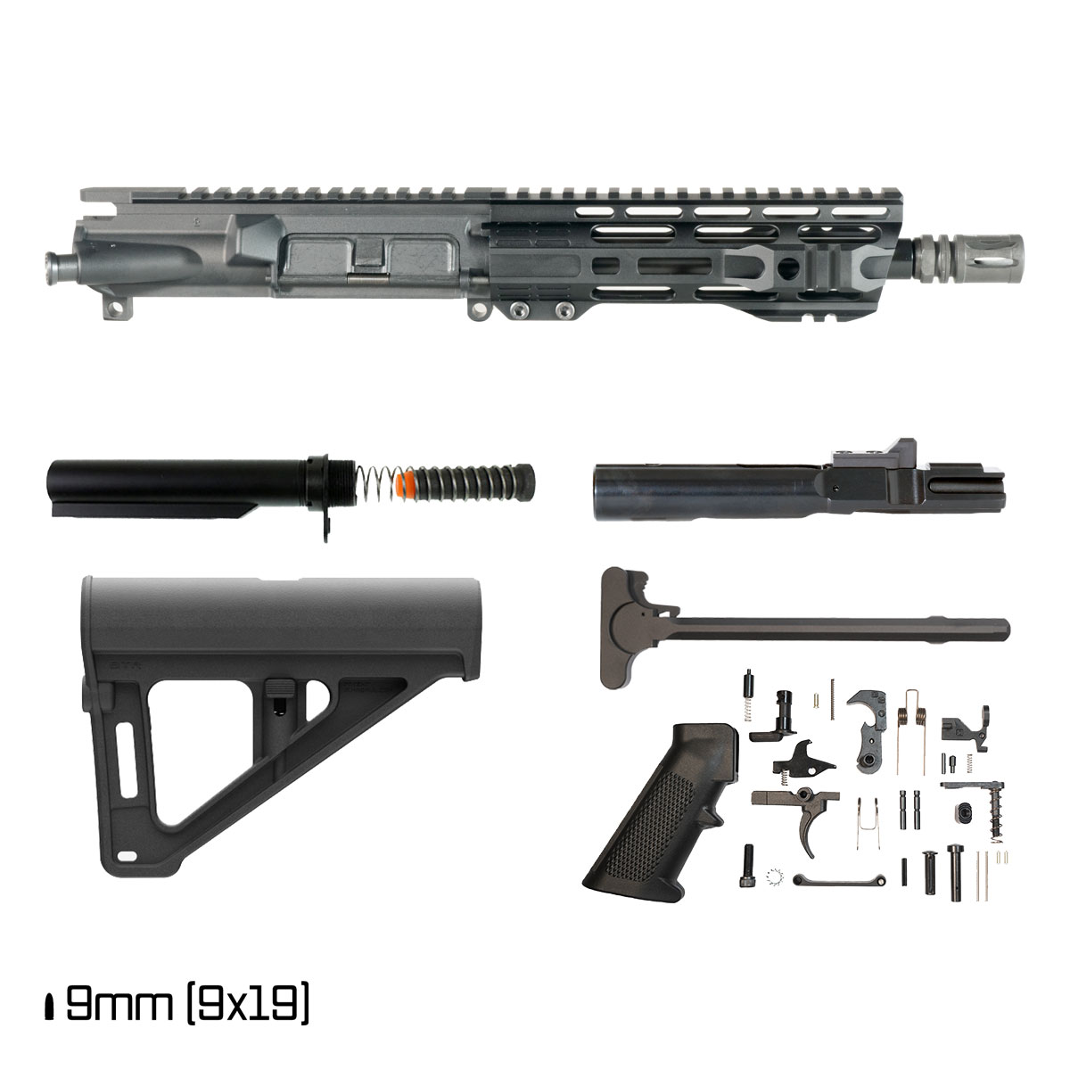 Davidson Defense Cold Start w/Magpul BTR Brace 8.3-inch 1:10 9MM AR-9 Freefloat M-Lok Handguard Pistol Full Build Kit