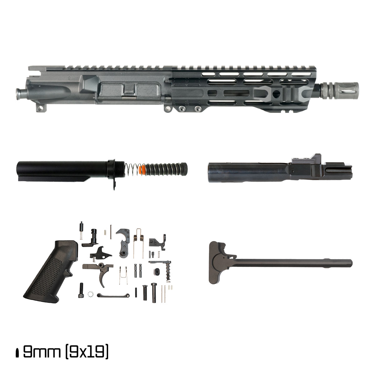 Davidson Defense Cold Start 8.3-inch 1:10 9MM AR-9 Freefloat M-Lok Handguard Pistol Full Build Kit, SBR Ready