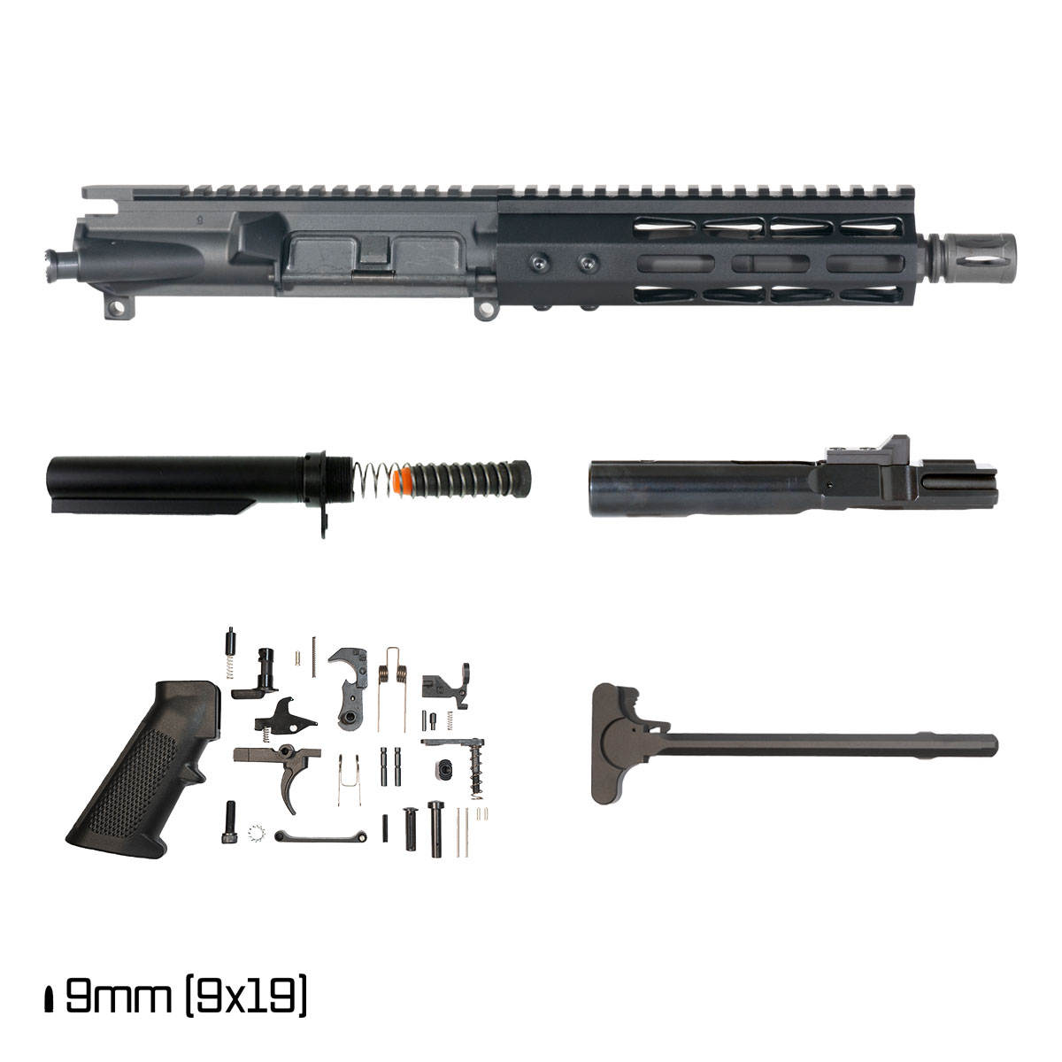 Davidson Defense Hardedge 7.5-inch 1:10 9MM AR-9 Freefloat M-Lok Handguard Pistol Full Build Kit, SBR Ready