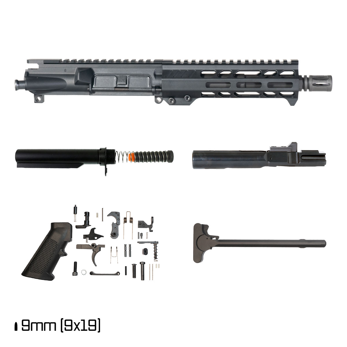 Davidson Defense Backstop 7.5-inch 1:10 9MM AR-9 Freefloat M-Lok Handguard Pistol Full Build Kit, SBR Ready