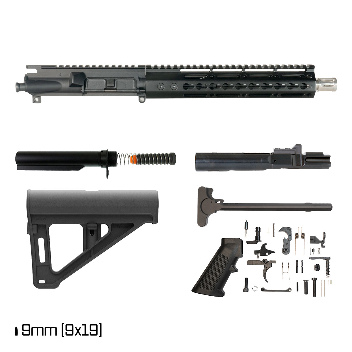 Davidson Defense Warden Duty w/Magpul BTR Brace 10.5-inch 1:10 9MM AR-9 Freefloat Keymod Handguard Pistol Full Build Kit